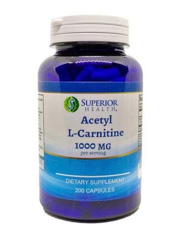 Acetyl L-Carnitine Supplement 1000mg Per Serving 200 Capsules (ALCAR) 100 Servings