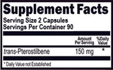 Pterostilbene 150 mg Per Serving 180 Capsules 90 Servings